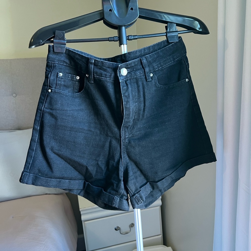 Black Denim Shorts